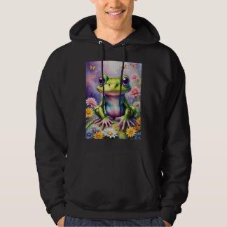 Frog With Flower Digital Art Hoodie