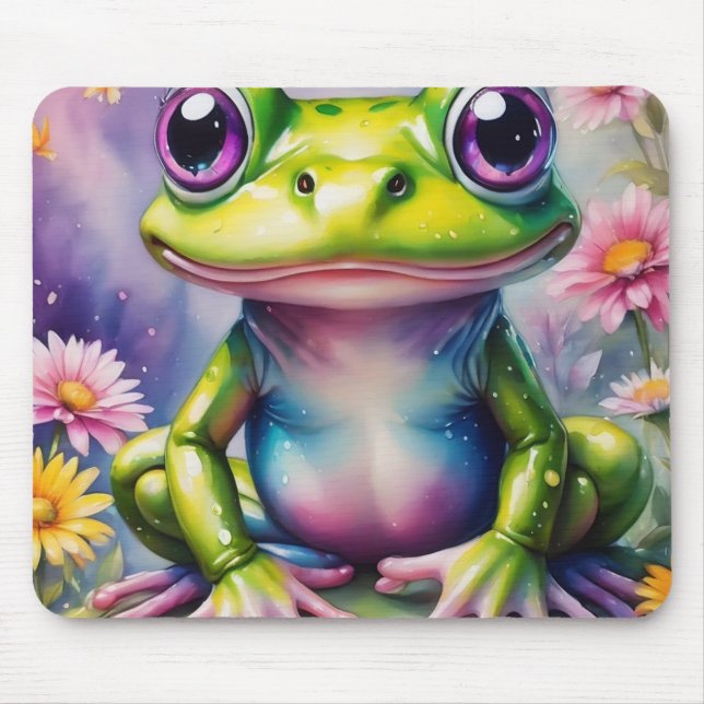 Frog With Flower Digital Art Mouse Mat (Front)