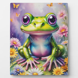 Frog With Flower Digital Art Plaque