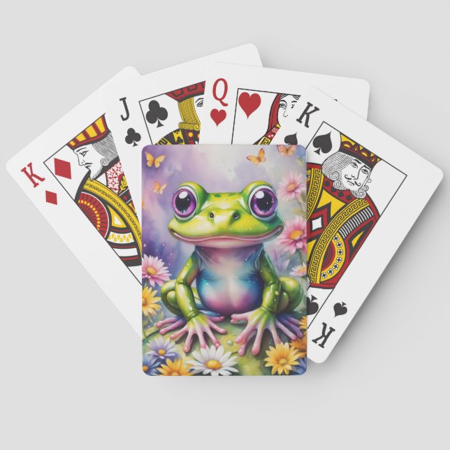 Frog With Flower Digital Art Playing Cards (Back)