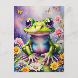 Frog With Flower Digital Art Postcard
