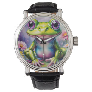 Frog With Flower Digital Art Watch
