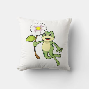 Frog with Flower.PNG Cushion