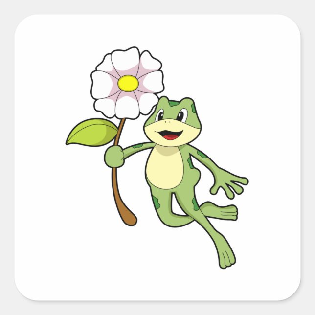 Frog with Flower.PNG Square Sticker (Front)