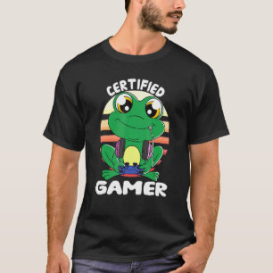 Frog With Gamer Headset Gaming Frog Certified Game T-Shirt