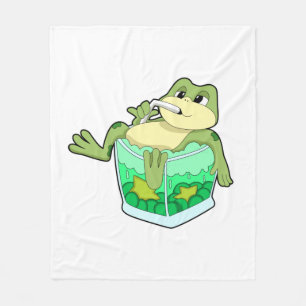 Frog with Glass of Juice Fleece Blanket