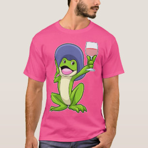 Frog with Glass of Red wine Hat T-Shirt