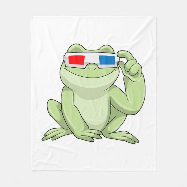 Frog with Glasses Fleece Blanket (Front)