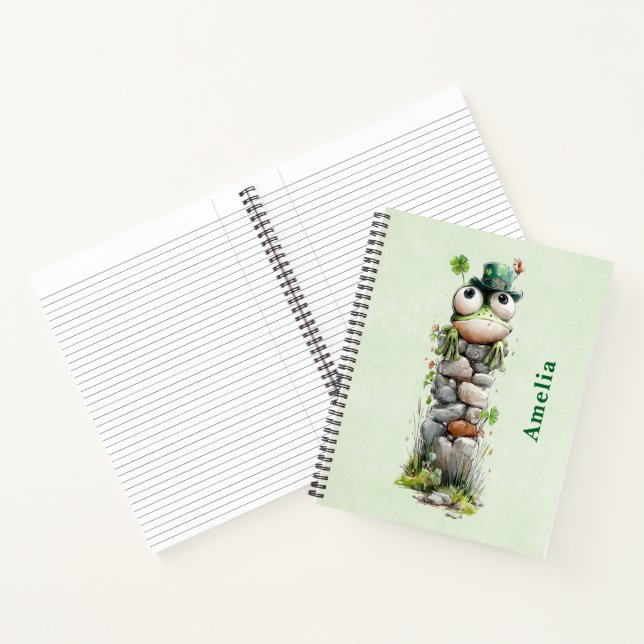 Frog with Green Hat and Shamrock Cute Notebook (Inside)