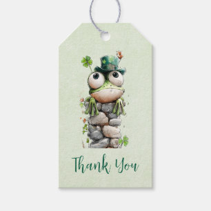 Frog with Green Hat and Shamrock Cute Thank You Gift Tags