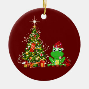 Frog With Hat LIGHTS Christmas Ceramic Tree Decoration