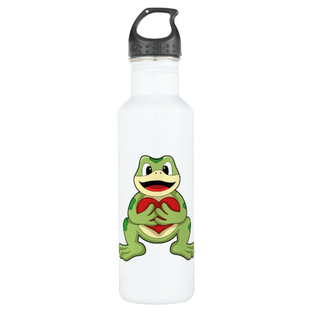 Frog with Heart 710 Ml Water Bottle (Front)