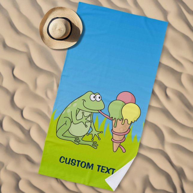 Frog with Icecream Beach Towel (Creator Uploaded)