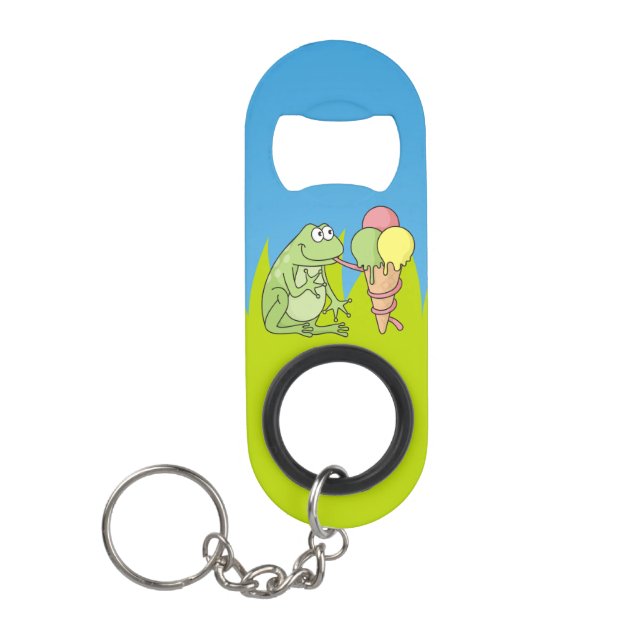 Frog with Icecream Keychain Bottle Opener (Front)
