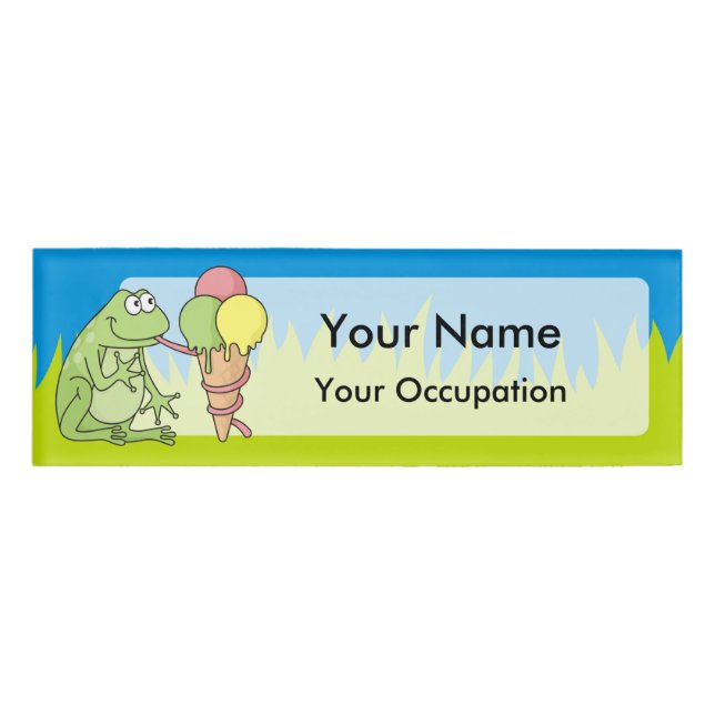 Frog with Icecream Name Tag (Front)