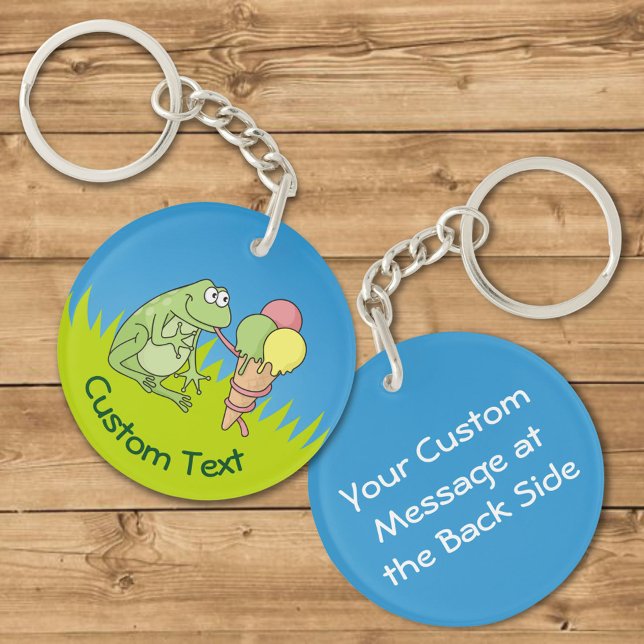 Frog with Icecream on Grass Keychain (Creator Uploaded)