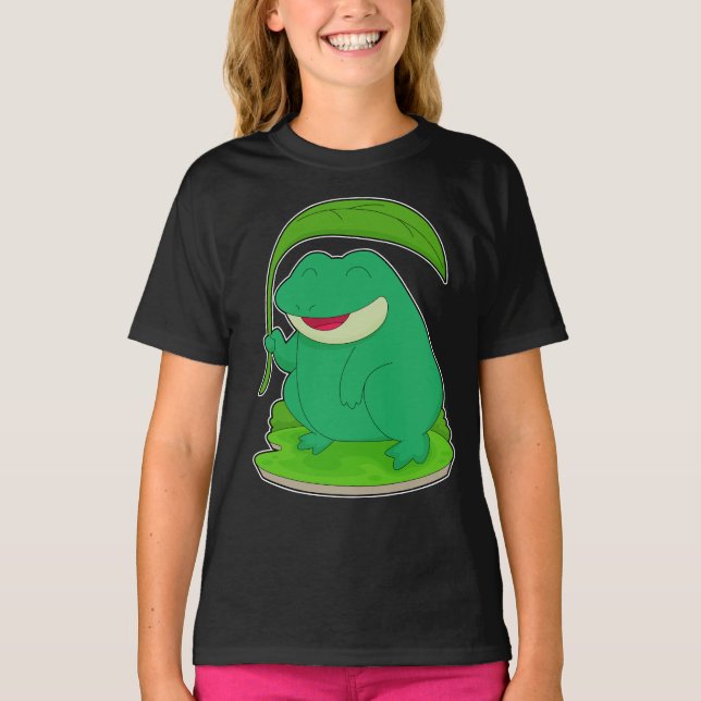 Frog with Leaf as Sunshade T-Shirt (Front)