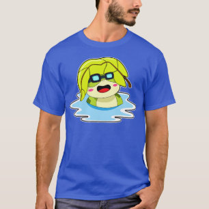 Frog With Leaf At Swimming  T-Shirt
