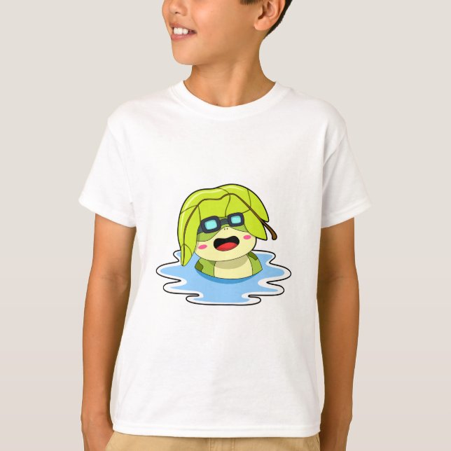 Frog with Leaf at Swimming T-Shirt (Front)