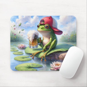 Frog With Mug of Beer Mouse Mat