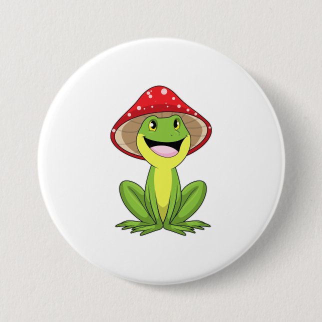 Frog with Mushroom 7.5 Cm Round Badge (Front)