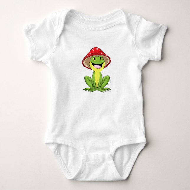 Frog with Mushroom Baby Bodysuit (Front)