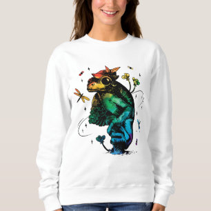 Frog with mushroom Cottagecore Hand Drawn Style Sweatshirt