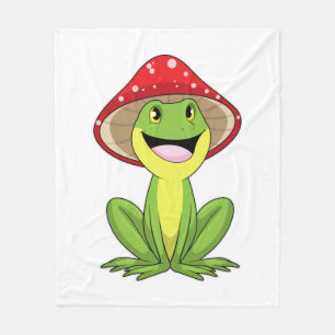 Frog with Mushroom Fleece Blanket