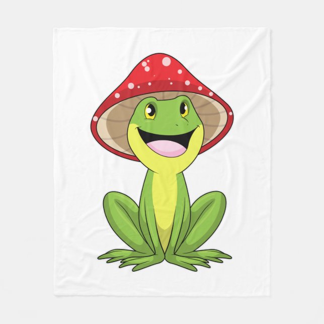 Frog with Mushroom Fleece Blanket (Front)