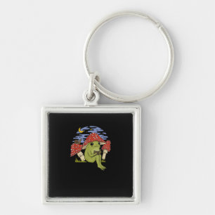 Frog With Mushroom Hat - Cottagecore Goblincore Bo Key Ring