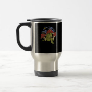 Frog With Mushroom Hat - Cottagecore Goblincore Bo Travel Mug