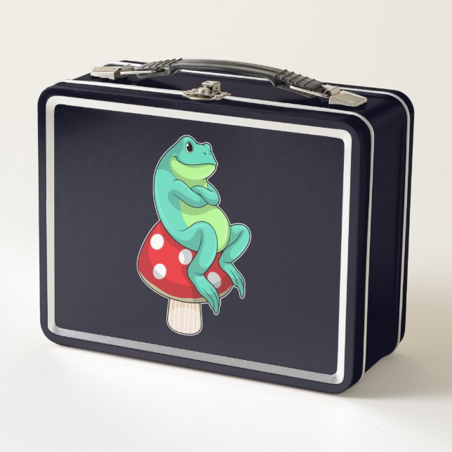 Frog with Mushroom Metal Lunch Box (Front)
