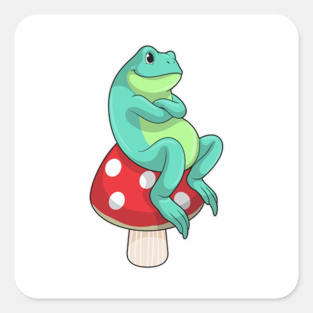 Frog with Mushroom Square Sticker (Front)