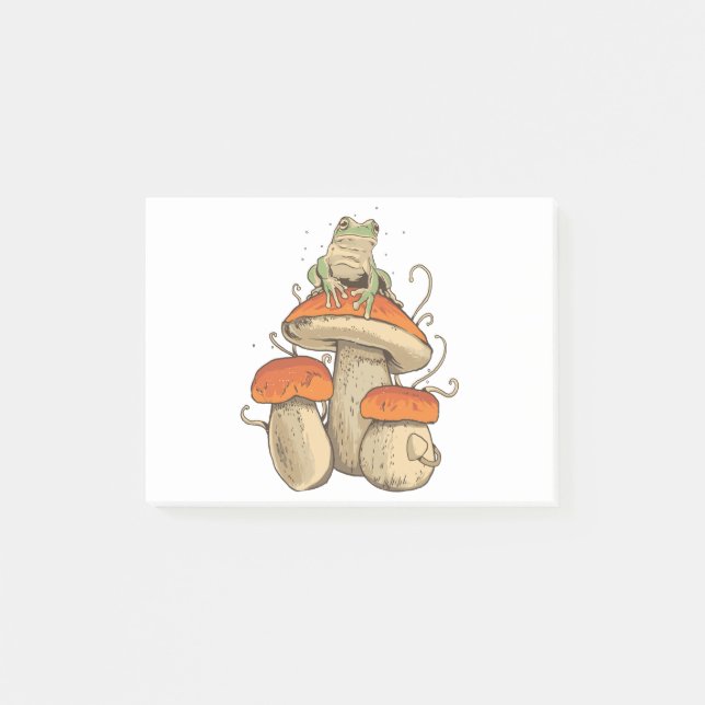 Frog with mushrooms post-it notes (Front)