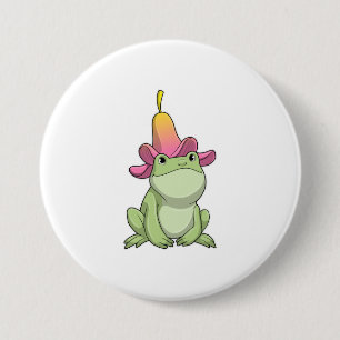 Frog with Plumeria 7.5 Cm Round Badge