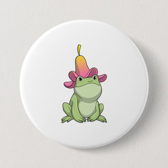 Frog with Plumeria 7.5 Cm Round Badge (Front)