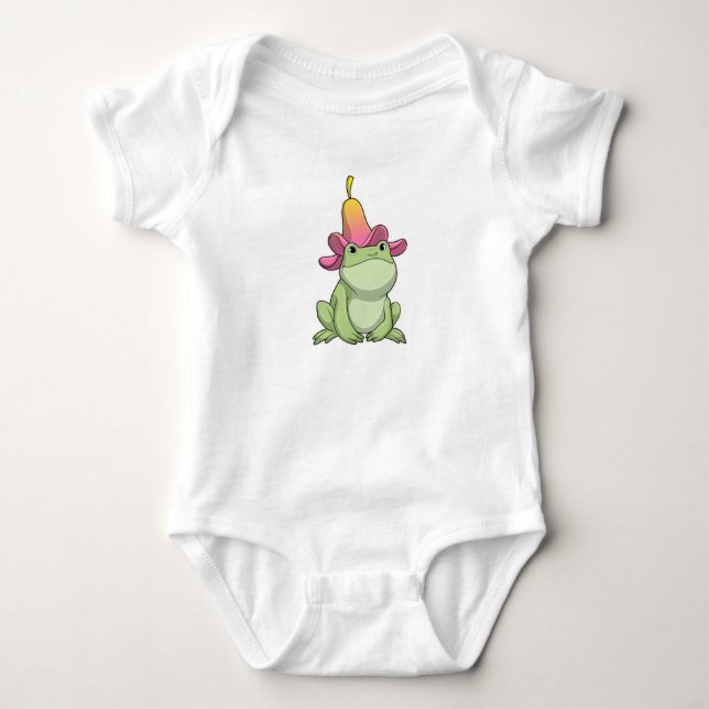 Frog with Plumeria Baby Bodysuit (Front)