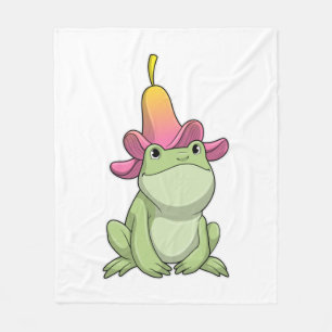 Frog with Plumeria Fleece Blanket