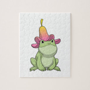 Frog with Plumeria Jigsaw Puzzle