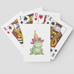 Frog with Plumeria Playing Cards