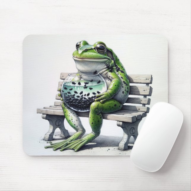 Frog With Polywogs In Fishbowl  Mouse Mat (With Mouse)