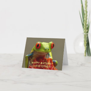 Frog with Red Eyes Personalised Birthday Card
