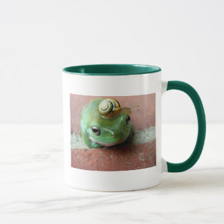 Frog with snail hat mug