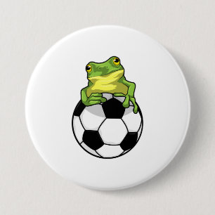 Frog with Soccer ball 7.5 Cm Round Badge