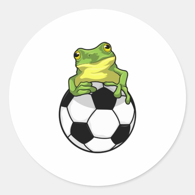 Frog with Soccer ball Classic Round Sticker (Front)
