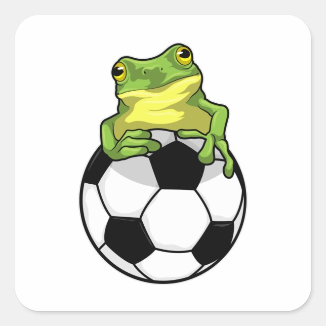 Frog with Soccer ball Square Sticker (Front)