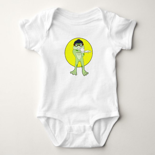 Frog with Swimming goggles Baby Bodysuit (Front)