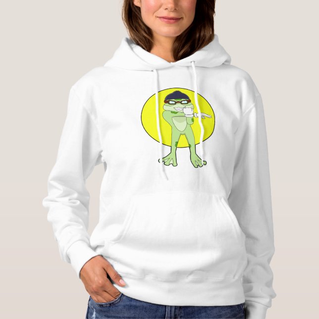 Frog with Swimming goggles Hoodie (Front)