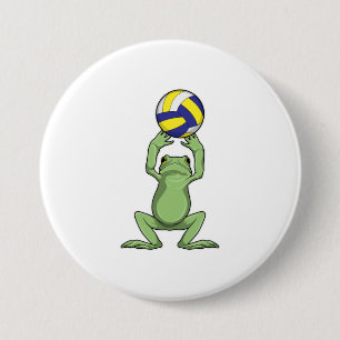 Frog with Volleyball 7.5 Cm Round Badge