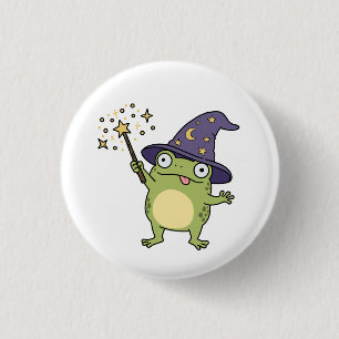 Frog Wizard Casting Spells 3 Cm Round Badge